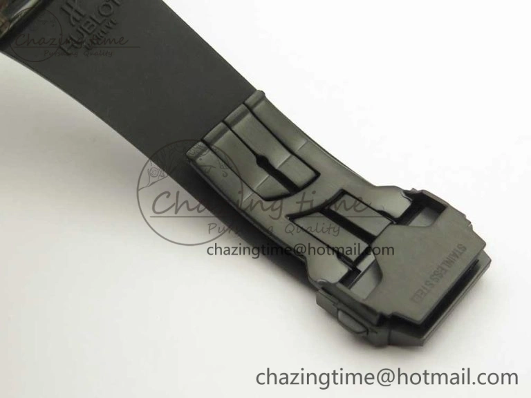 Big Bang Unico Black Magic Sapphire 45mm OXF Best Edition Rainbow Crystal Bezel Black Dial on Black Rubber Strap A Elegant 6851