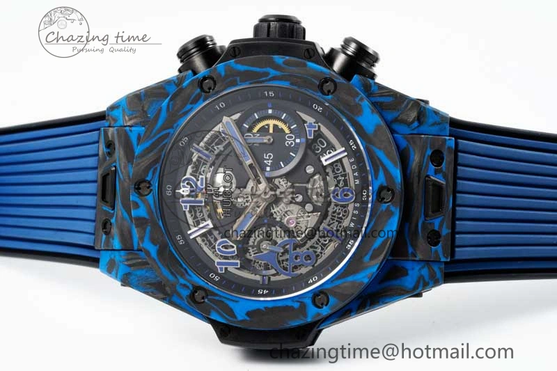 Big Bang Unico Blue Carbon TWF Best Edition Skeleton Dial on Black Rubber Strap A StreetReady 6765