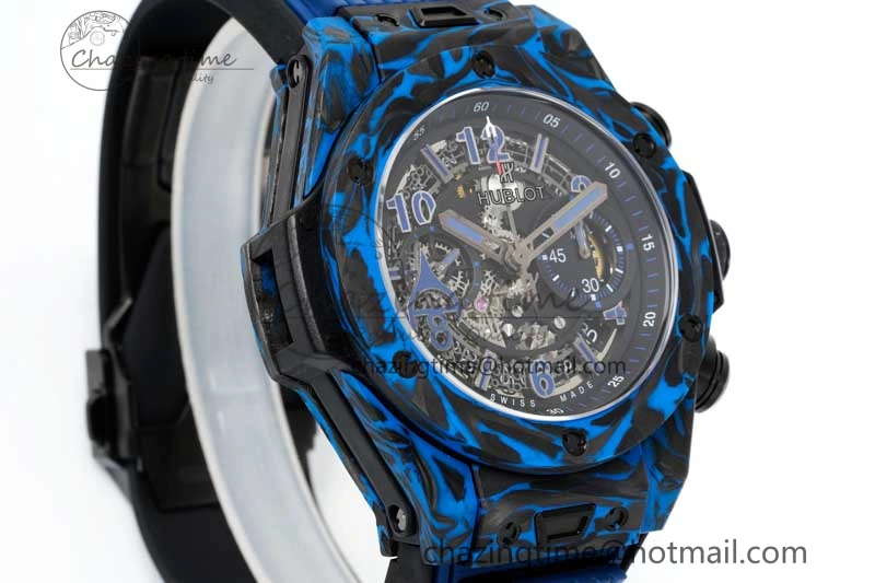 Big Bang Unico Blue Carbon TWF Best Edition Skeleton Dial on Black Rubber Strap A StreetReady 6765