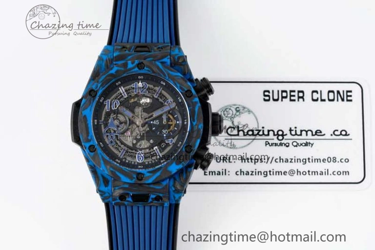 Big Bang Unico Blue Carbon TWF Best Edition Skeleton Dial on Black Rubber Strap A StreetReady 6765