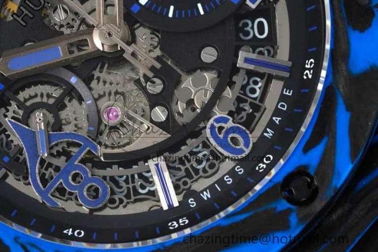 Big Bang Unico Blue Carbon TWF Best Edition Skeleton Dial on Black Rubber Strap A StreetReady 6765