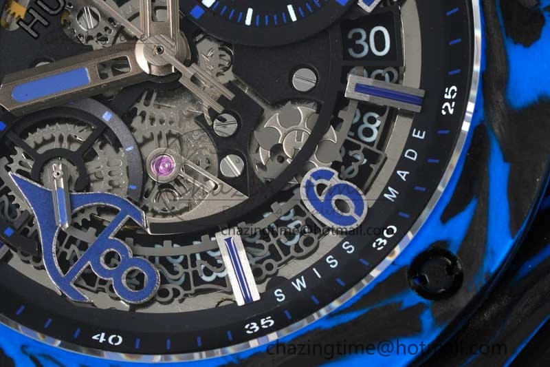 Big Bang Unico Blue Carbon TWF Best Edition Skeleton Dial on Black Rubber Strap A StreetReady 6765
