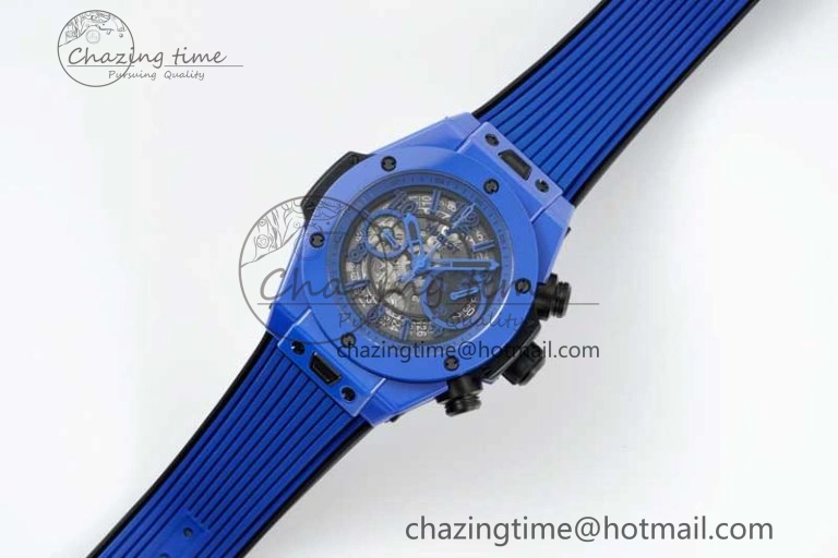 Big Bang Unico Blue Magic Ceramic ZF 1:1 Best Edition Skeleton Dial on Blue Rubber Strap A Modern 6771