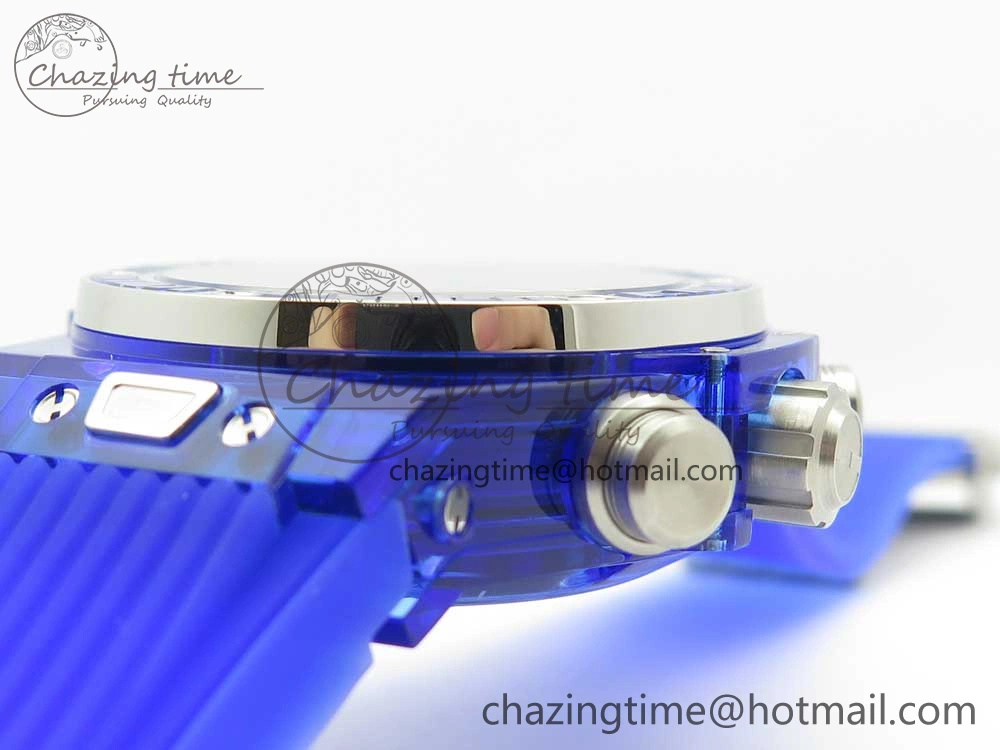 Big Bang Unico Blue Magic Sapphire 45mm OXF Best Edition Crystal Bezel Skeleton Dial on Blue Rubber Strap A HighQuality 6844