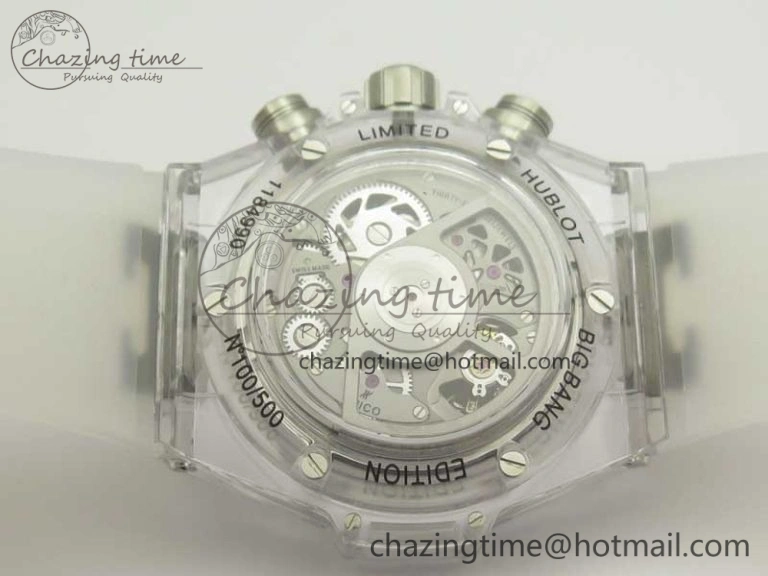 Big Bang Unico Magic Sapphire 45mm OXF Best Edition Black Skeleton Dial on Transparent Rubber Strap A Packable 6882
