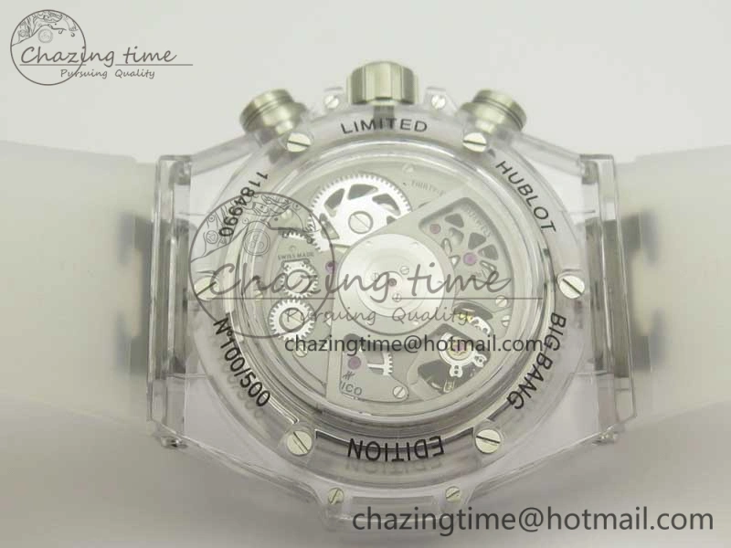 Big Bang Unico Magic Sapphire 45mm OXF Best Edition Black Skeleton Dial on Transparent Rubber Strap A Packable 6882