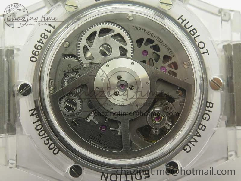 Big Bang Unico Magic Sapphire 45mm OXF Best Edition Black Skeleton Dial on Transparent Rubber Strap A Packable 6882
