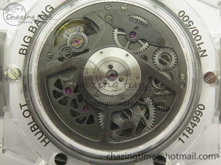 Big Bang Unico Magic Sapphire 45mm OXF Best Edition Black Skeleton Dial on Transparent Rubber Strap A Packable 6882