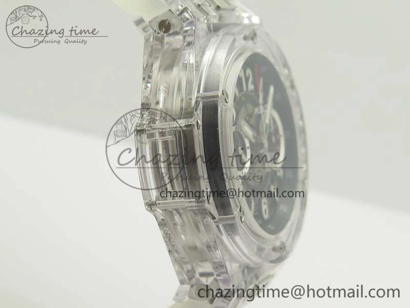 Big Bang Unico Magic Sapphire 45mm OXF Best Edition Black Skeleton Dial on Transparent Rubber Strap A Packable 6882