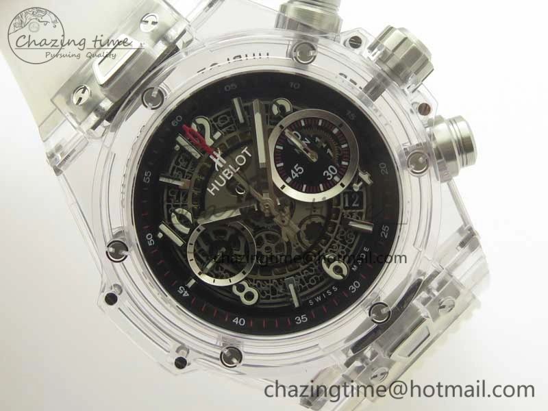 Big Bang Unico Magic Sapphire 45mm OXF Best Edition Black Skeleton Dial on Transparent Rubber Strap A Packable 6882