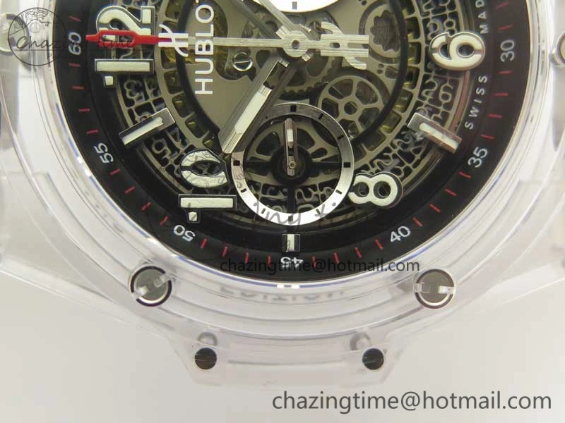 Big Bang Unico Magic Sapphire 45mm OXF Best Edition Black Skeleton Dial on Transparent Rubber Strap A Packable 6882