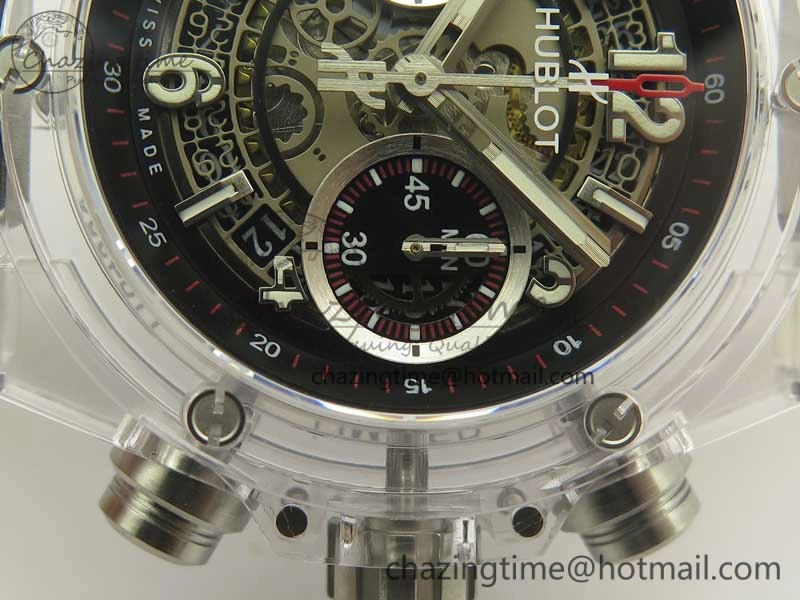 Big Bang Unico Magic Sapphire 45mm OXF Best Edition Black Skeleton Dial on Transparent Rubber Strap A Packable 6882