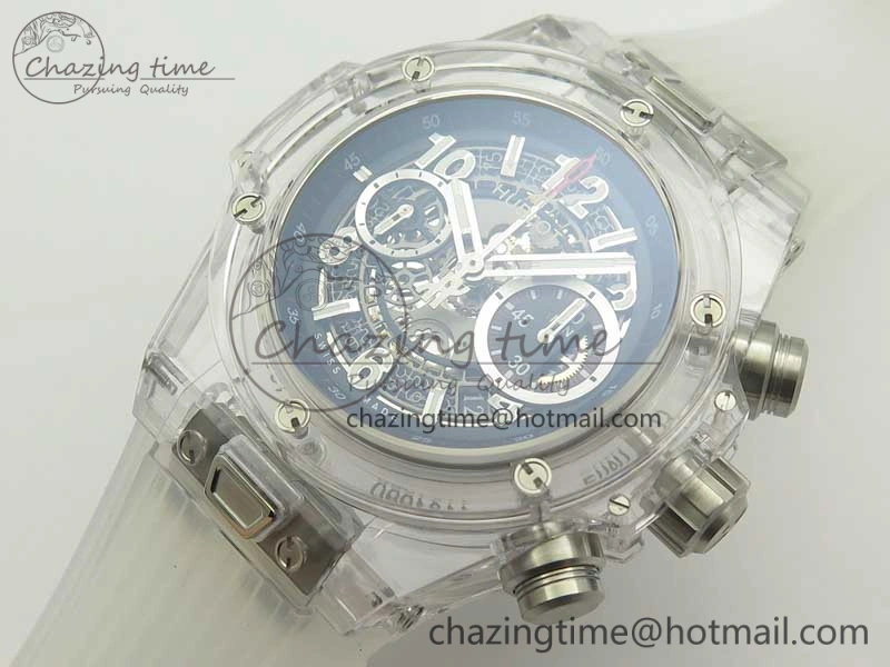 Big Bang Unico Magic Sapphire 45mm OXF Best Edition Black Skeleton Dial on Transparent Rubber Strap A Packable 6882