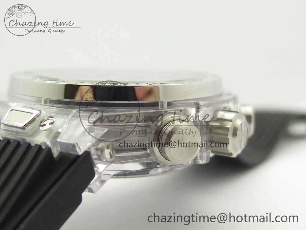 Big Bang Unico Magic Sapphire 45mm OXF Best Edition Skeleton Dial Diamonds Bezel on Black Rubber Strap A Chic 6848