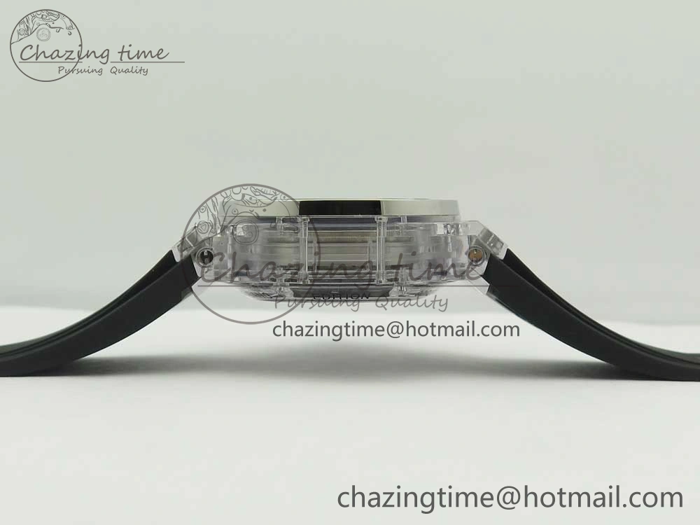 Big Bang Unico Magic Sapphire 45mm OXF Best Edition Skeleton Dial Diamonds Bezel on Black Rubber Strap A Chic 6848