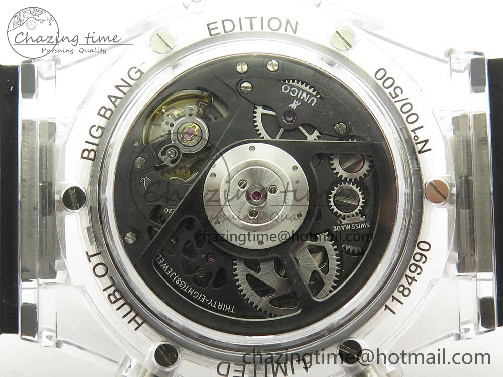 Big Bang Unico Magic Sapphire 45mm OXF Best Edition Skeleton Dial on Black Rubber Strap A Comfortable 6854