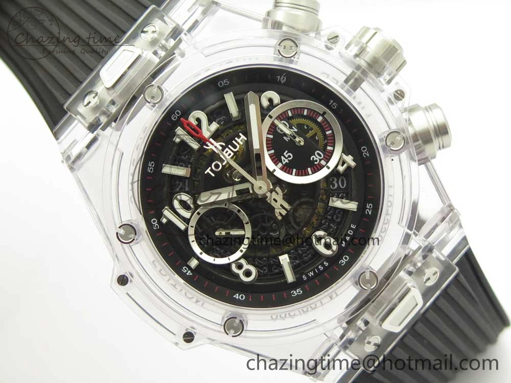 Big Bang Unico Magic Sapphire 45mm OXF Best Edition Skeleton Dial on Black Rubber Strap A Comfortable 6854