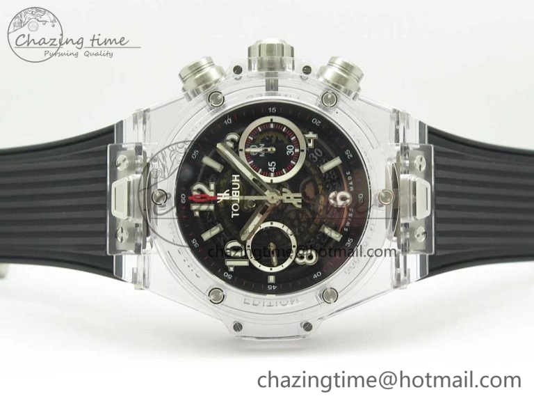 Big Bang Unico Magic Sapphire 45mm OXF Best Edition Skeleton Dial on Black Rubber Strap A Comfortable 6854