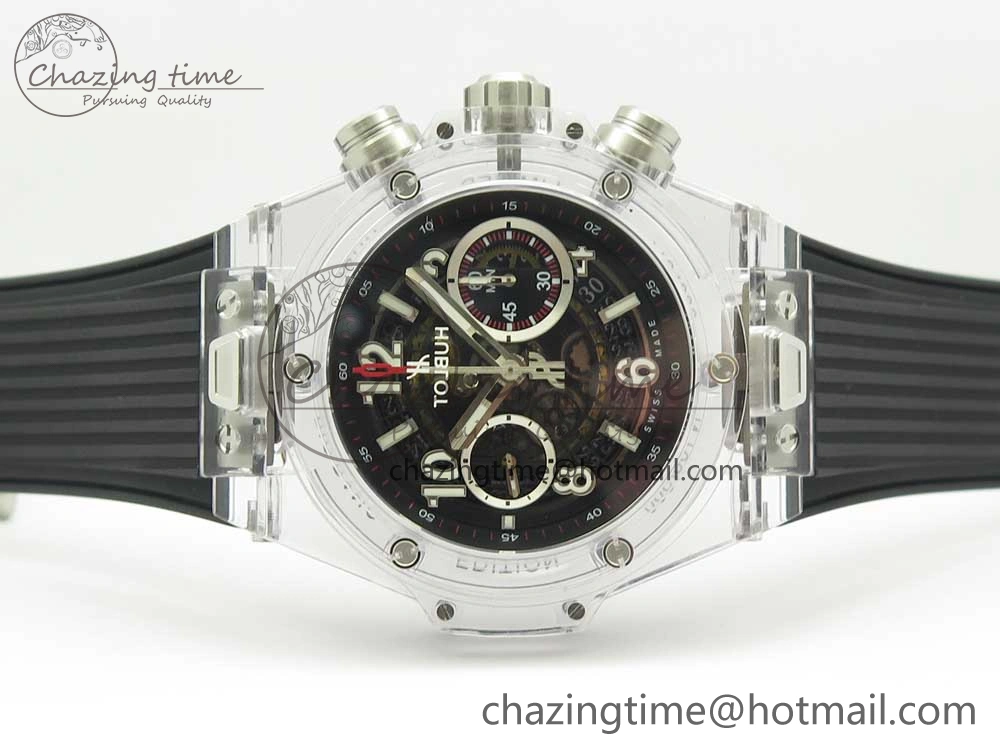 Big Bang Unico Magic Sapphire 45mm OXF Best Edition Skeleton Dial on Black Rubber Strap A Comfortable 6854