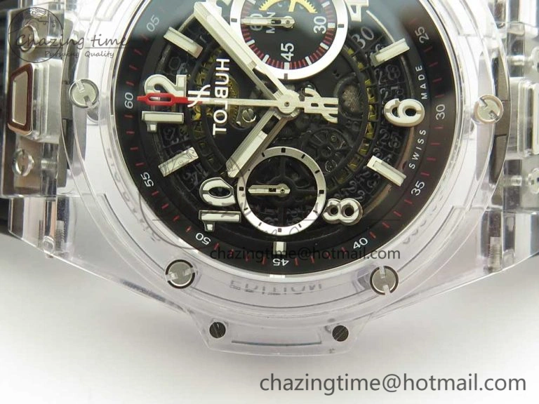 Big Bang Unico Magic Sapphire 45mm OXF Best Edition Skeleton Dial on Black Rubber Strap A Comfortable 6854