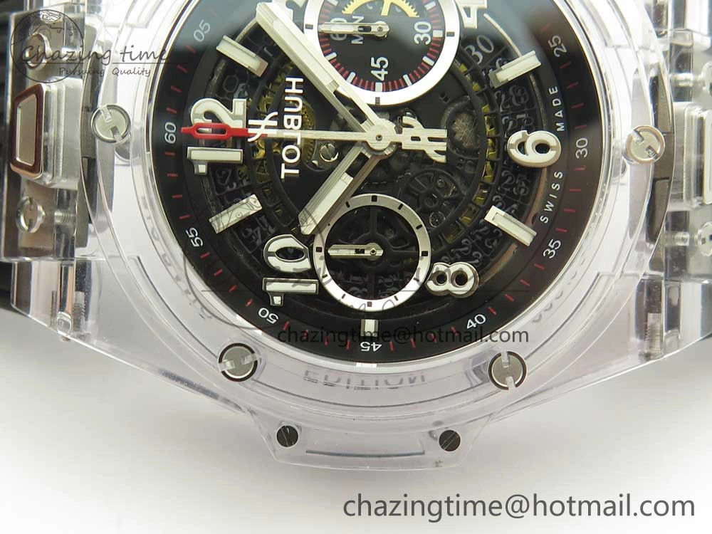 Big Bang Unico Magic Sapphire 45mm OXF Best Edition Skeleton Dial on Black Rubber Strap A Comfortable 6854