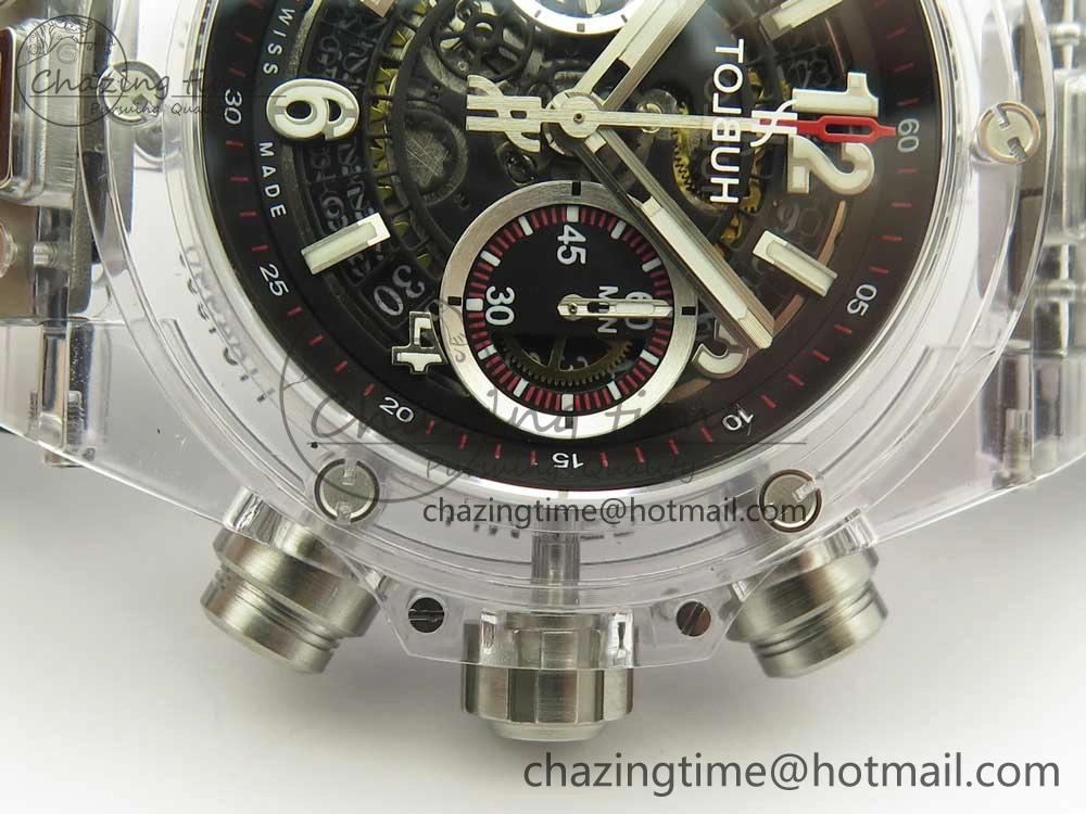 Big Bang Unico Magic Sapphire 45mm OXF Best Edition Skeleton Dial on Black Rubber Strap A Comfortable 6854