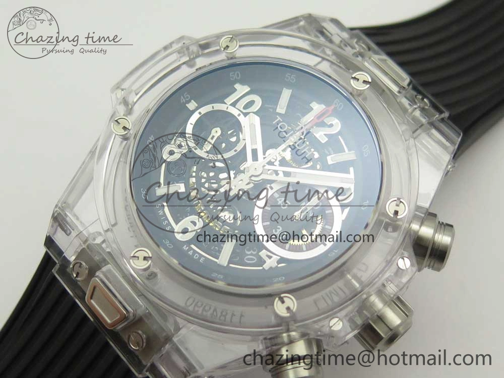 Big Bang Unico Magic Sapphire 45mm OXF Best Edition Skeleton Dial on Black Rubber Strap A Comfortable 6854