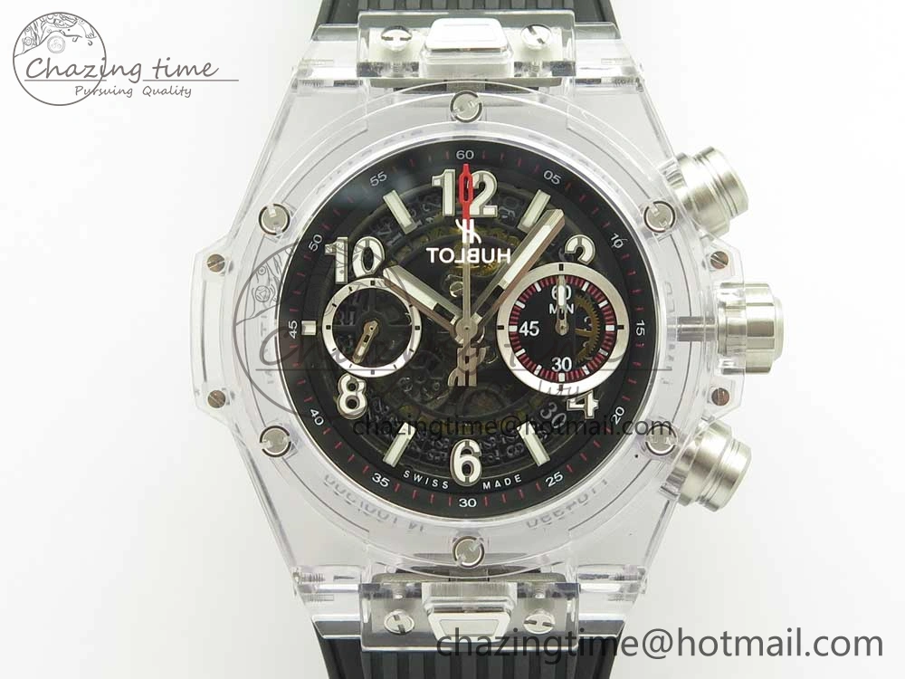 Big Bang Unico Magic Sapphire 45mm OXF Best Edition Skeleton Dial on Black Rubber Strap A Comfortable 6854