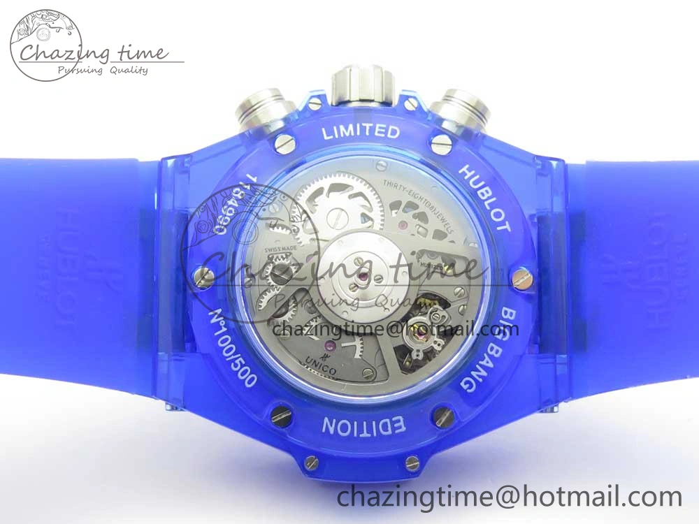 Big Bang Unico Magic Sapphire Blue 45mm OXF Best Edition Skeleton Dial on Blue Rubber Strap A Seasonal 6845