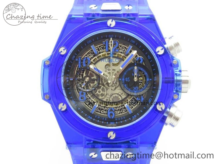 Big Bang Unico Magic Sapphire Blue 45mm OXF Best Edition Skeleton Dial on Blue Rubber Strap A Seasonal 6845