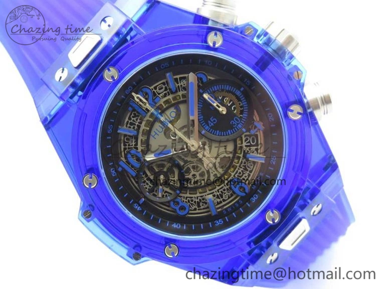 Big Bang Unico Magic Sapphire Blue 45mm OXF Best Edition Skeleton Dial on Blue Rubber Strap A Seasonal 6845