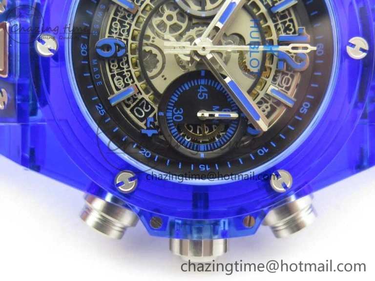 Big Bang Unico Magic Sapphire Blue 45mm OXF Best Edition Skeleton Dial on Blue Rubber Strap A Seasonal 6845