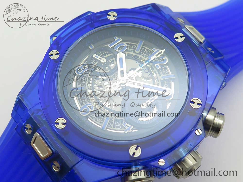 Big Bang Unico Magic Sapphire Blue 45mm OXF Best Edition Skeleton Dial on Blue Rubber Strap A Seasonal 6845