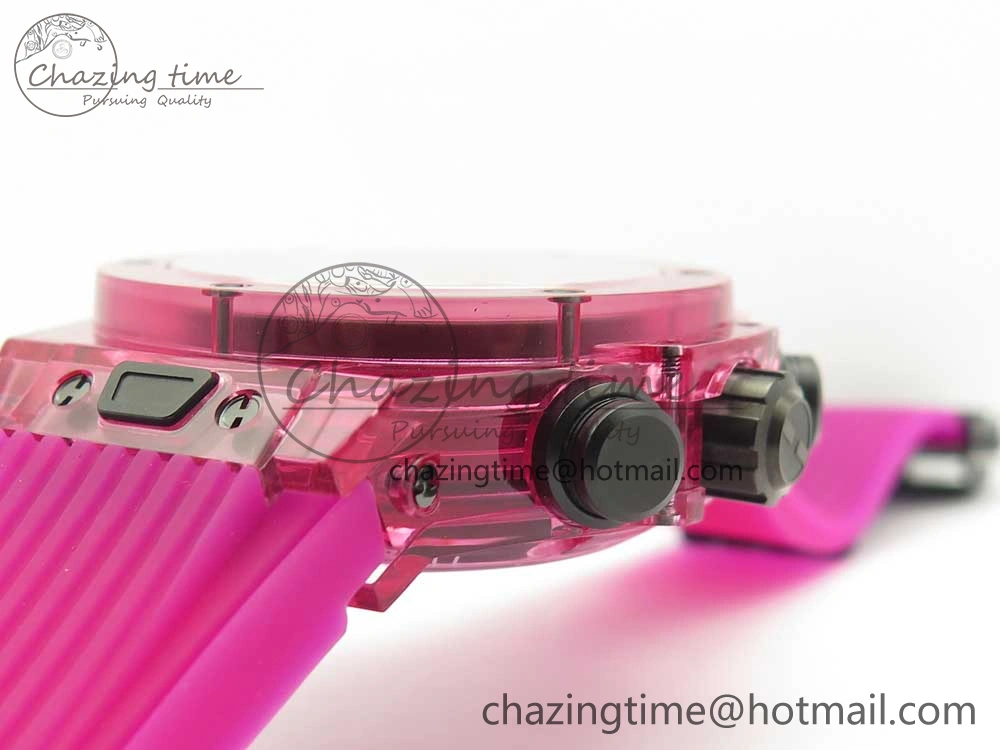 Vibrant Big Bang Unico Magic Sapphire Pink 45mm OXF Best Edition Skeleton Dial on Pink Rubber Strap A 6846