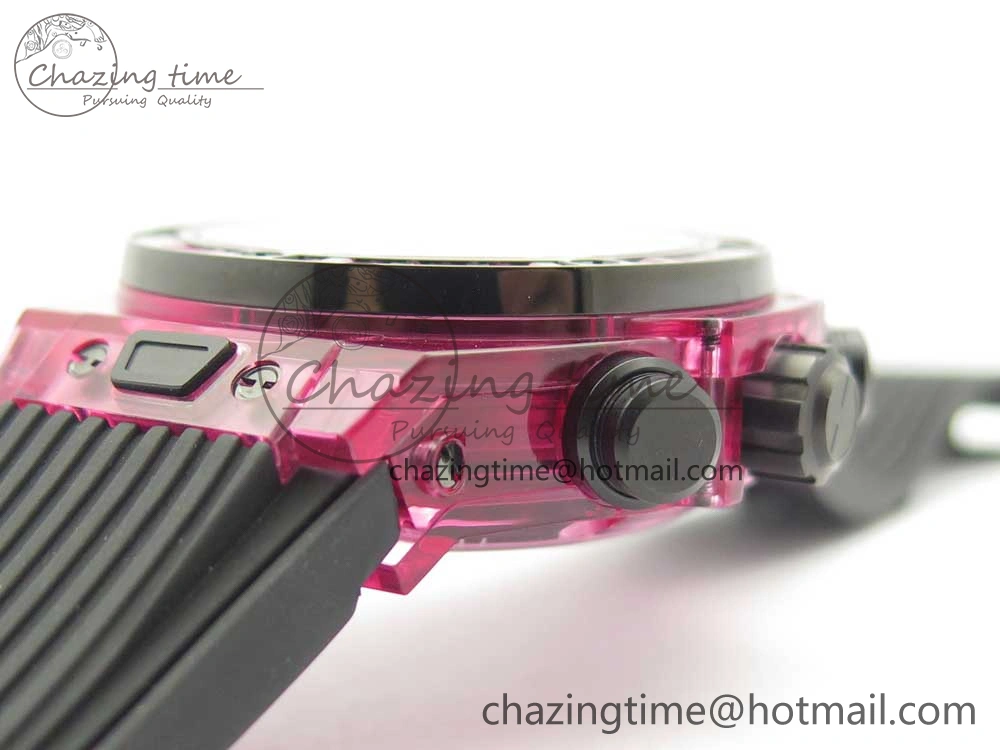 Breathable Big Bang Unico Purple Magic Sapphire 45mm OXF Best Edition Crystal Bezel Skeleton Dial on Black Rubber Strap A 6843