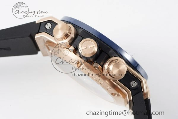 Big Bang Unico RG 45mm BBF 1:1 Best Edition Blue Ceramic Bezel Skeleton Dial on Black Rubber Strap A NewStyle 6757