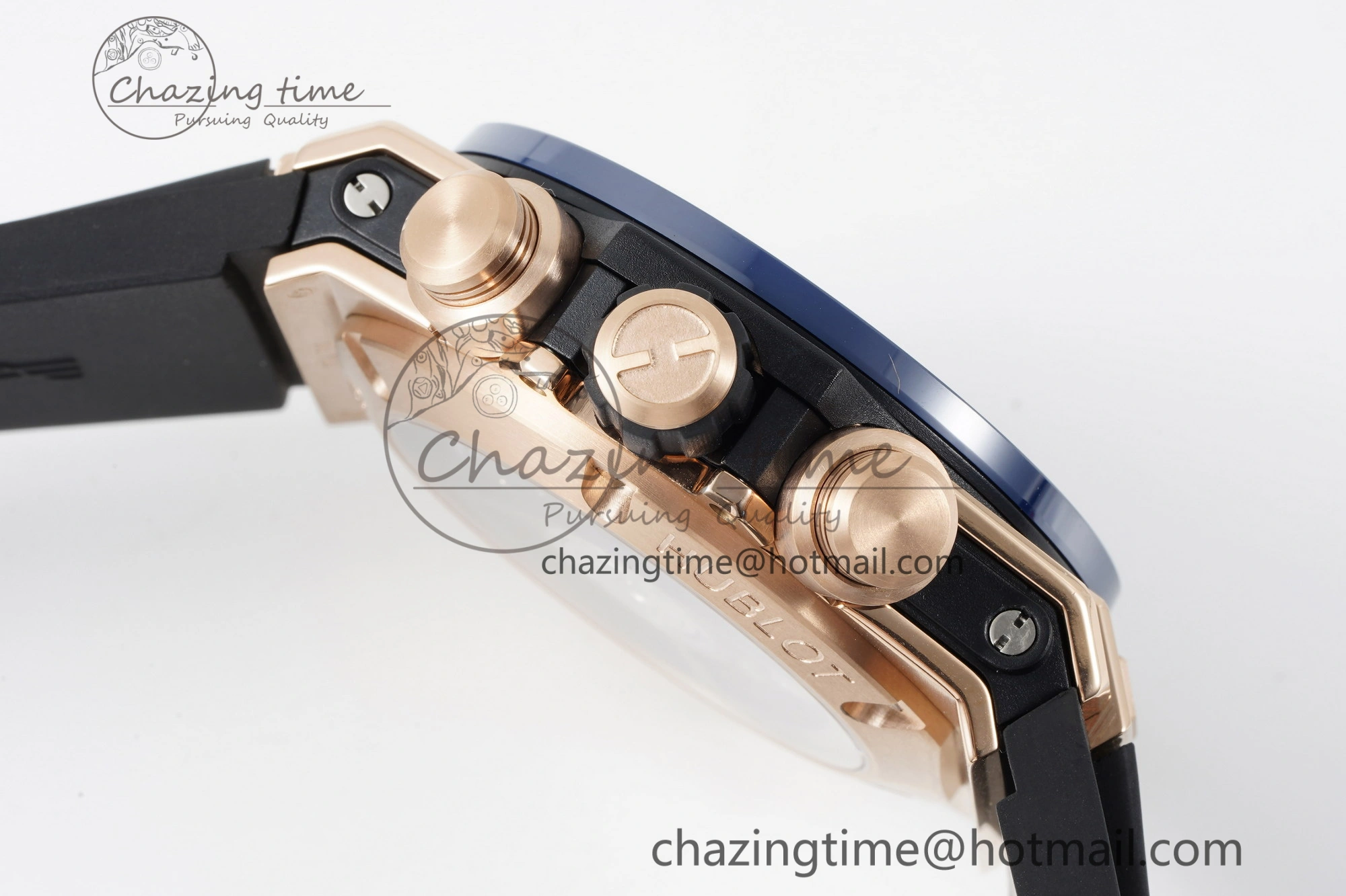 Big Bang Unico RG 45mm BBF 1:1 Best Edition Blue Ceramic Bezel Skeleton Dial on Black Rubber Strap A NewStyle 6757