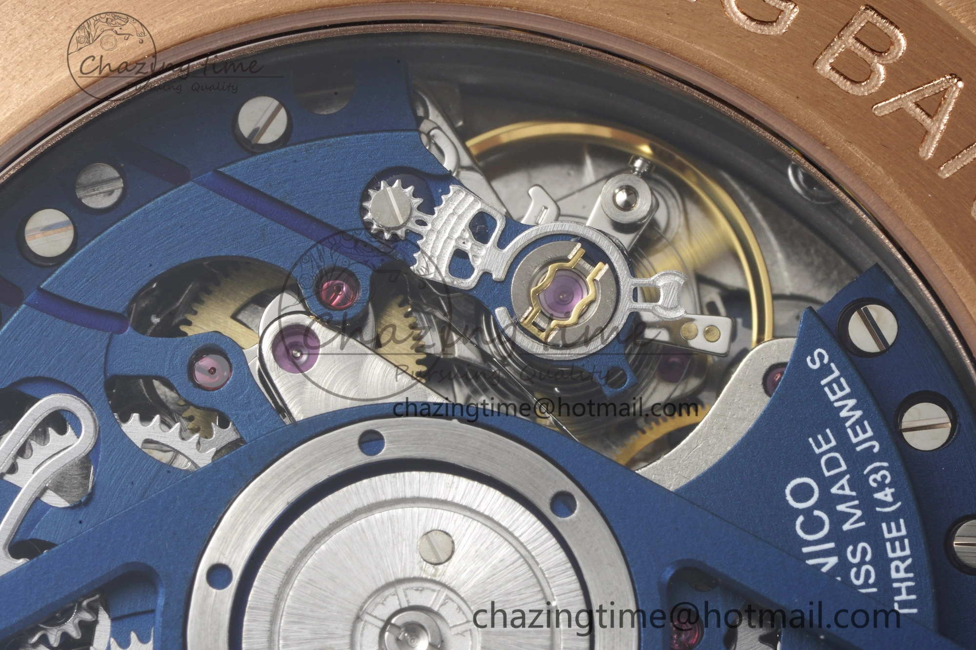 Big Bang Unico RG 45mm BBF 1:1 Best Edition Blue Ceramic Bezel Skeleton Dial on Black Rubber Strap A NewStyle 6757