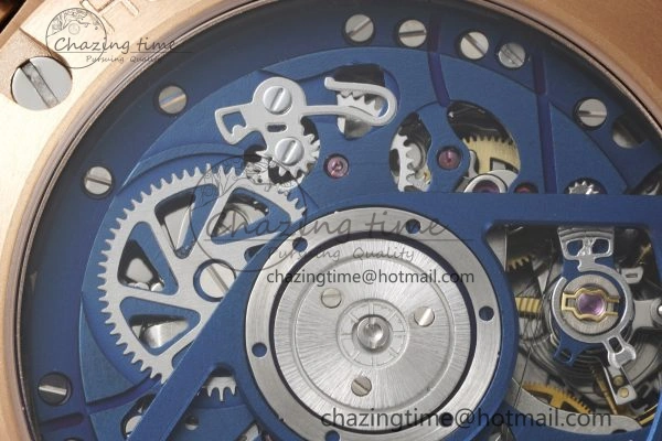 Big Bang Unico RG 45mm BBF 1:1 Best Edition Blue Ceramic Bezel Skeleton Dial on Black Rubber Strap A NewStyle 6757