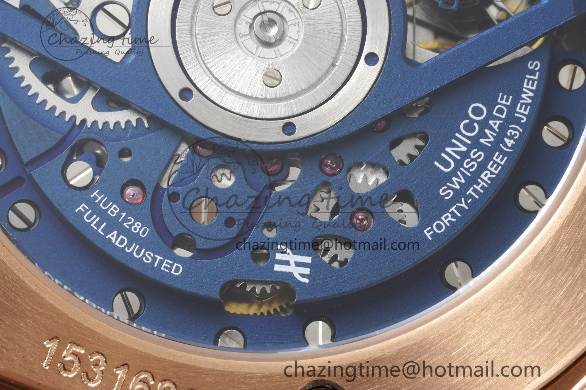 Big Bang Unico RG 45mm BBF 1:1 Best Edition Blue Ceramic Bezel Skeleton Dial on Black Rubber Strap A NewStyle 6757