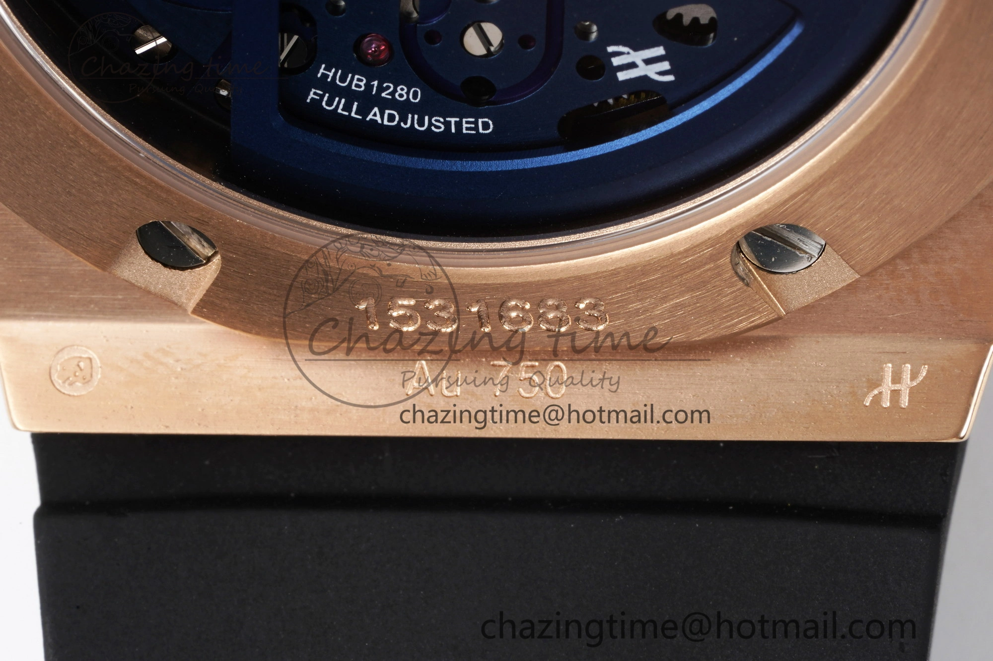 Big Bang Unico RG 45mm BBF 1:1 Best Edition Blue Ceramic Bezel Skeleton Dial on Black Rubber Strap A NewStyle 6757