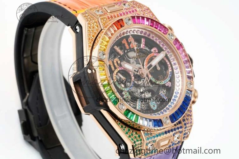 Vibrant Big Bang Unico Rainbow King RG 45mm ZF 1:1 Best Edition on Rainbow Gummy Strap A 6775