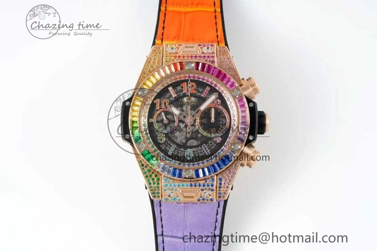 Vibrant Big Bang Unico Rainbow King RG 45mm ZF 1:1 Best Edition on Rainbow Gummy Strap A 6775