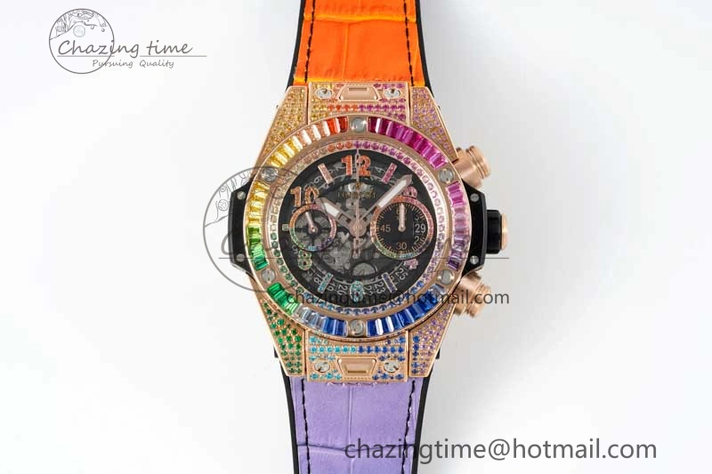 Vibrant Big Bang Unico Rainbow King RG 45mm ZF 1:1 Best Edition on Rainbow Gummy Strap A 6775
