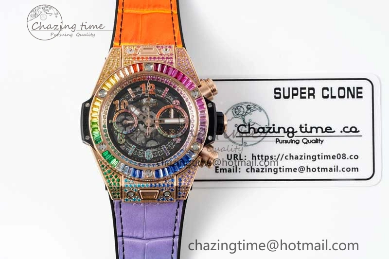 Vibrant Big Bang Unico Rainbow King RG 45mm ZF 1:1 Best Edition on Rainbow Gummy Strap A 6775