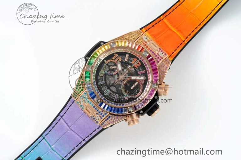 Vibrant Big Bang Unico Rainbow King RG 45mm ZF 1:1 Best Edition on Rainbow Gummy Strap A 6775