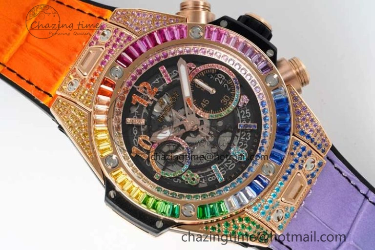 Vibrant Big Bang Unico Rainbow King RG 45mm ZF 1:1 Best Edition on Rainbow Gummy Strap A 6775