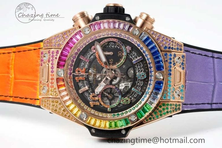 Vibrant Big Bang Unico Rainbow King RG 45mm ZF 1:1 Best Edition on Rainbow Gummy Strap A 6775
