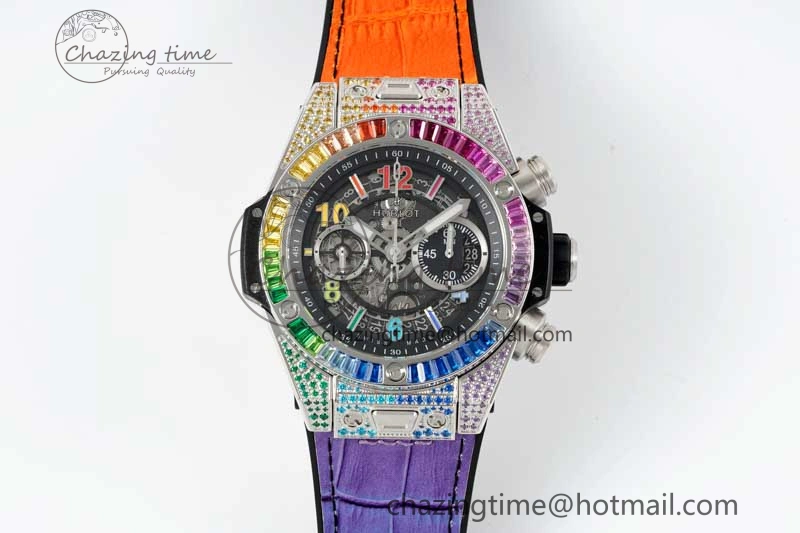 WeatherProof Big Bang Unico Rainbow King SS 45mm ZF 1:1 Best Edition on Rainbow Gummy Strap A 6778