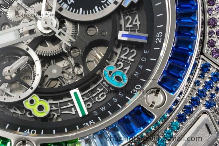 WeatherProof Big Bang Unico Rainbow King SS 45mm ZF 1:1 Best Edition on Rainbow Gummy Strap A 6778